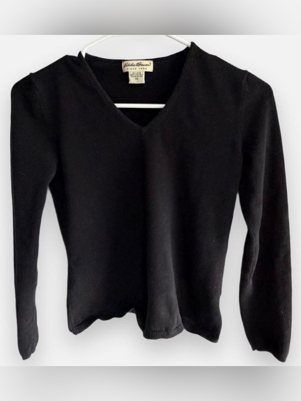 Eddie Bauer Black V-Neck Knit Sweater